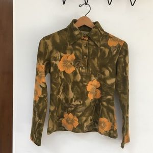 Vintage Women Floral Blouse Size S